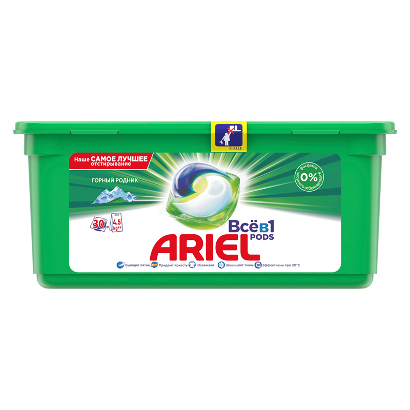 Капсулы для машинной стирки Ariel "Горный родник", 3в1 Pods, 30шт.*27г (ПОД ЗАКАЗ)