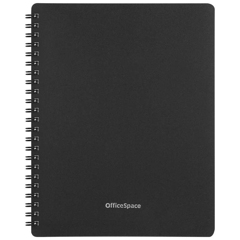 Тетрадь 60л. А5 клетка на гребне OfficeSpace "Base", пластиковая обложка, черная