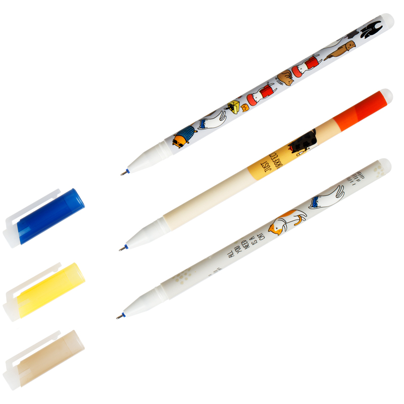 Ручка гелевая стираемая MESHU "Meow" синяя, 0,5мм, корпус ассорти