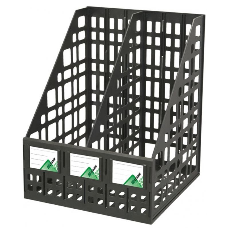 Лоток для бумаг вертикальный СТАММ, сборный, 2 отделения, черный