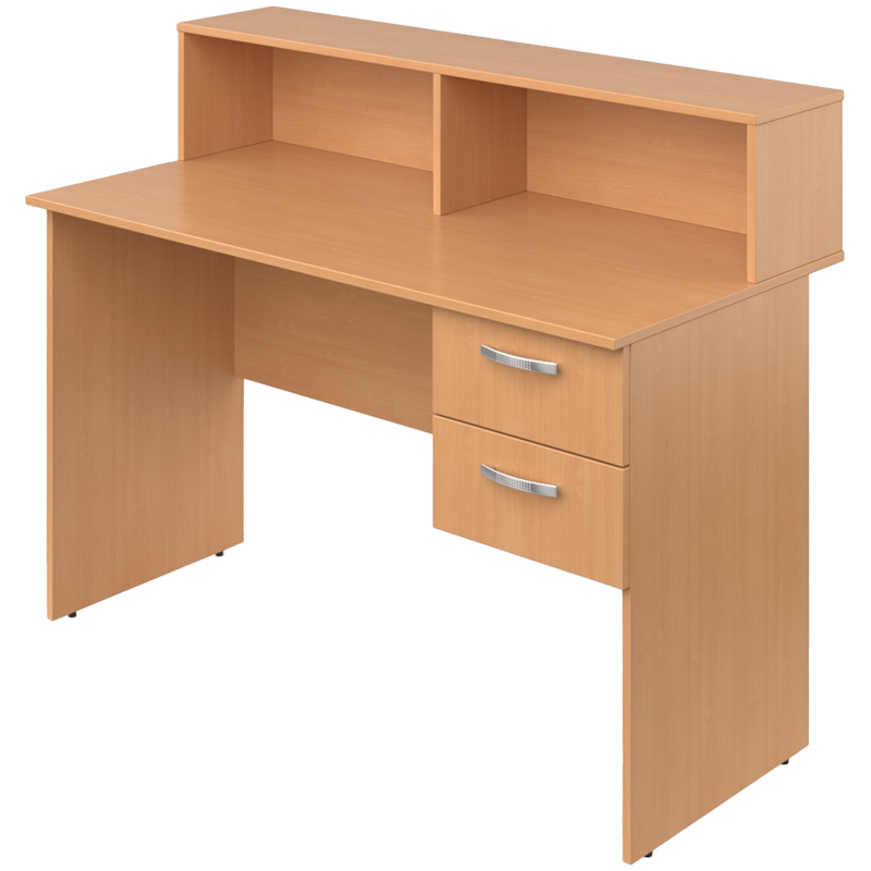 Стол прямой с тумбой и полками Мета Мебель, 1200*600*900мм, бук, для выдачи книг (ПОД ЗАКАЗ)