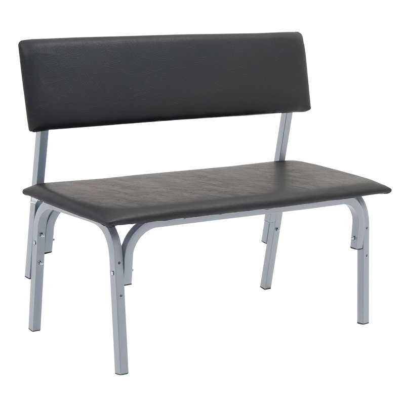 Банкетка со спинкой Астрид+ БМ 9, 1200*450*415 (800) каркас серый RAL9006М, кожзам черный К-01