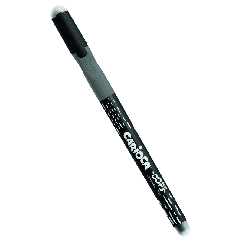Ручка гелевая стираемая Carioca "Oops" черная, грип, 0,7мм