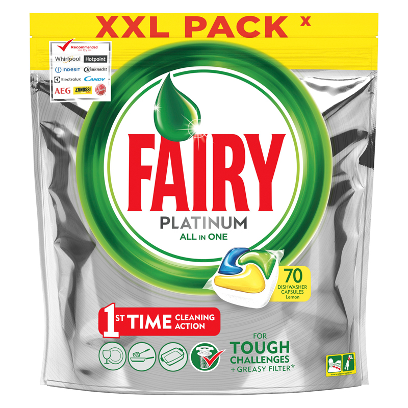 Капсулы для посудомоечной машины Fairy "Platinum. All in1. Лимон", 70шт.