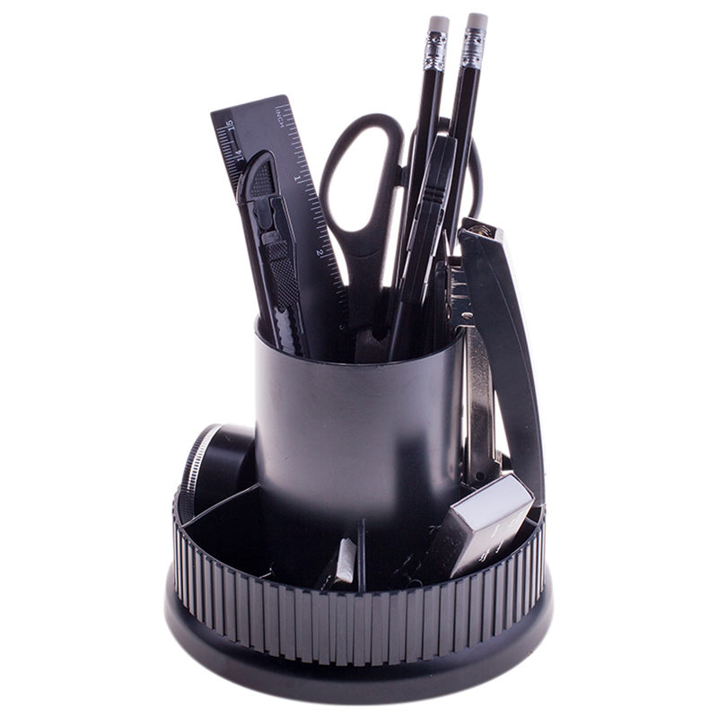 Настольный органайзер OfficeSpace "Карусель", 12 предметов, вращающийся, черный