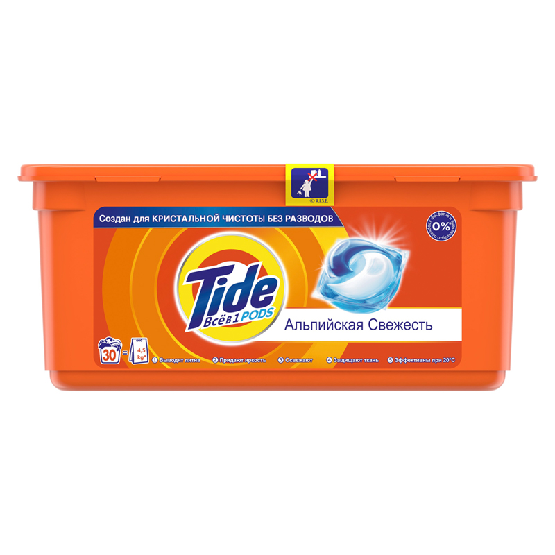 Капсулы для машинной стирки Tide "Альпийская свежесть", 3в1 Pods, 30шт.*24,8г (ПОД ЗАКАЗ)