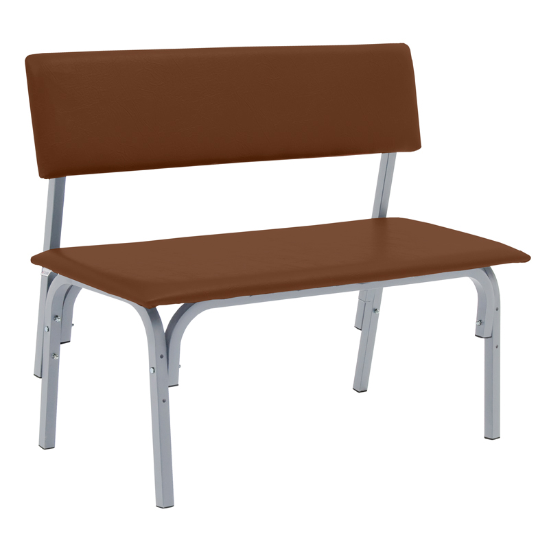Банкетка со спинкой Астрид+ БМ 9, 1200*450*415 (800) каркас серый RAL9006М, кожзам коричневый К-007
