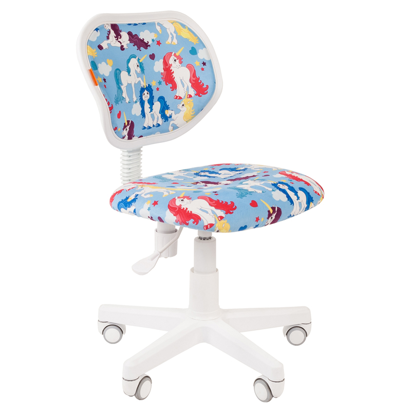 Кресло детское Chairman Kids 106, PL бел, ткань велюр, единороги, мех. постоян. под. спины, без подлок 7033117 (ПОД ЗАКАЗ)