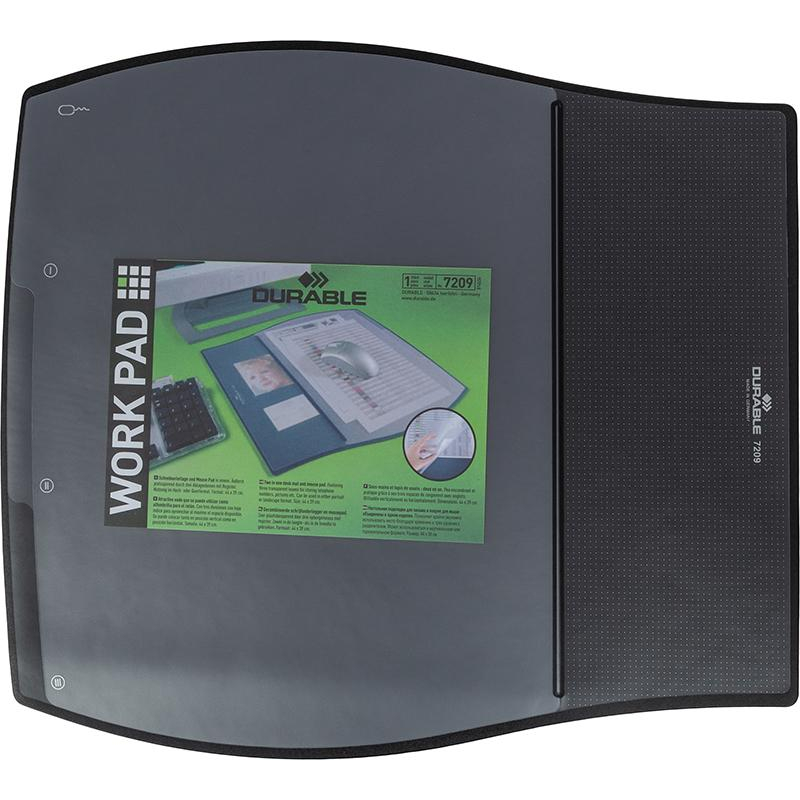 Коврик на стол DURABLE 39х44см черный 3-и раб.уровня с прозр.слоями 7209