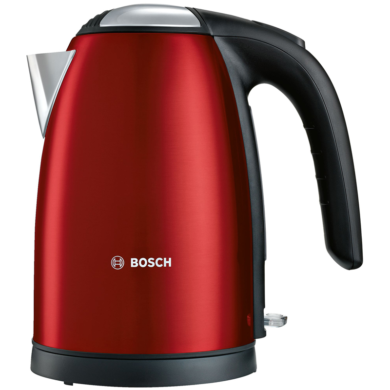 Чайник электрический Bosch TWK7804, 1,7л, 2200Вт, нержавеющая сталь, красный