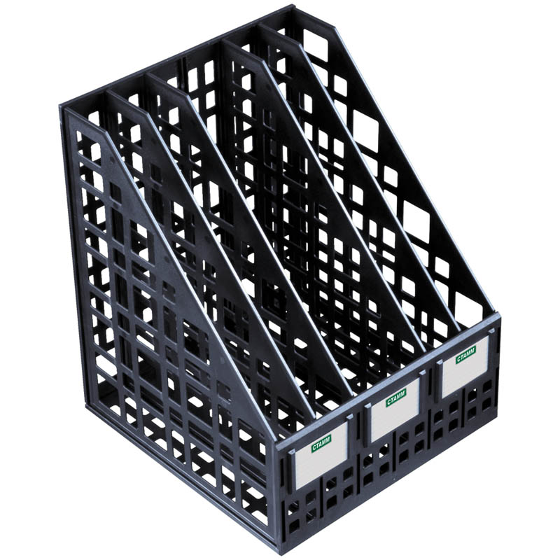 Лоток для бумаг вертикальный СТАММ, сборный, 5 отделений, черный