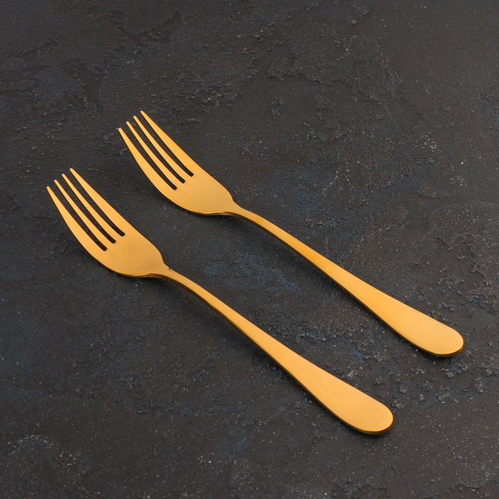 Набор вилок столовых Stella, h=20 см, 2 шт, цвет золотой