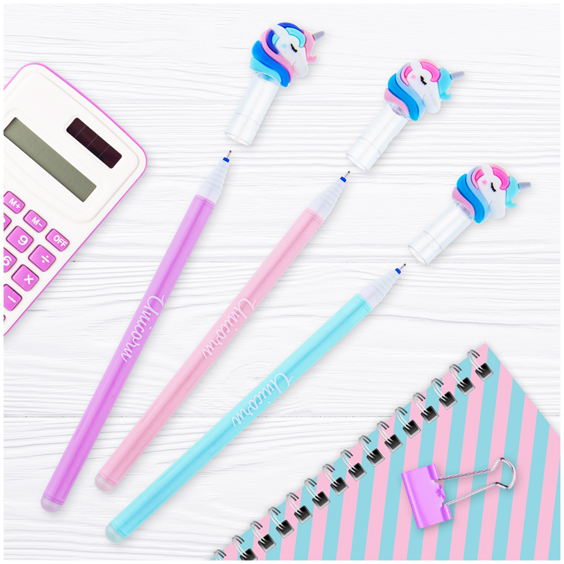 Ручка гелевая стираемая MESHU "Unicorn" синяя, 0,5мм, корпус ассорти