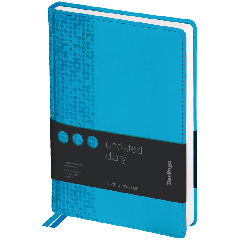 Ежедневник недатир. A5, 160л., кожзам, Berlingo "Vivella Prestige", голубой