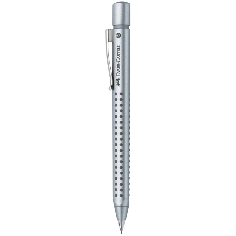 Карандаш механический Faber-Castell "Grip 2011" 0,7мм, трехгранный, с ластиком, серебрянный корпус