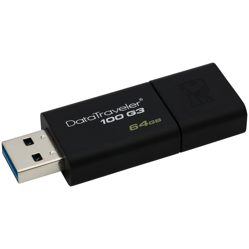 Память Kingston "DT100G3"  64GB, USB 3.0 Flash Drive, черный