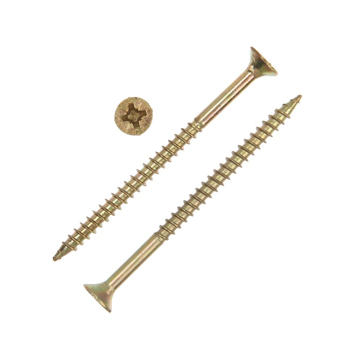 Саморез универсальный 6х90, потай, крупная резьба,шлиц PZ3, жёлтый цинк, 1230 шт,13 кг