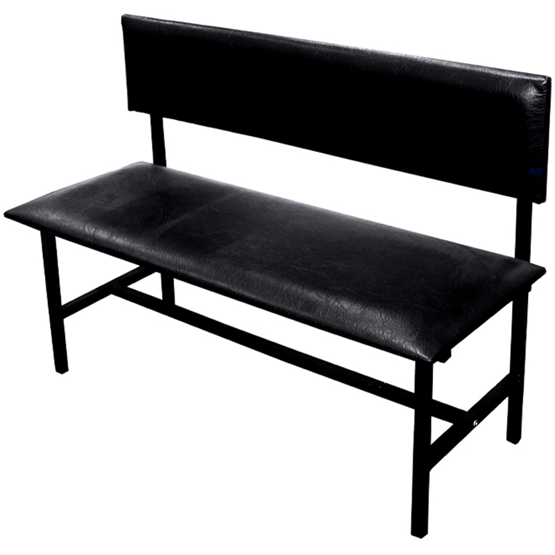 Банкетка со спинкой Берта+ БМ 6, 1200*430*475 (864) каркас черный муар, кожзам черный К-01