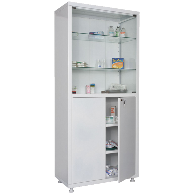 Шкаф медицинский метал. Hilfe МД 2 1780/SG, 1750/1850*800*400мм, со стеклом, белый (ПОД ЗАКАЗ)