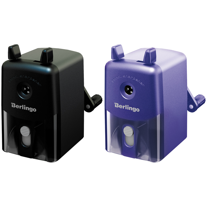 Точилка механическая Berlingo, 2в1, цвета металик в асс., пласт. корпус, инд. упаковка