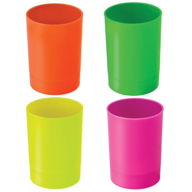 Подставка-стакан СТАММ "Офис. Neon", пластик, круглый, ассорти