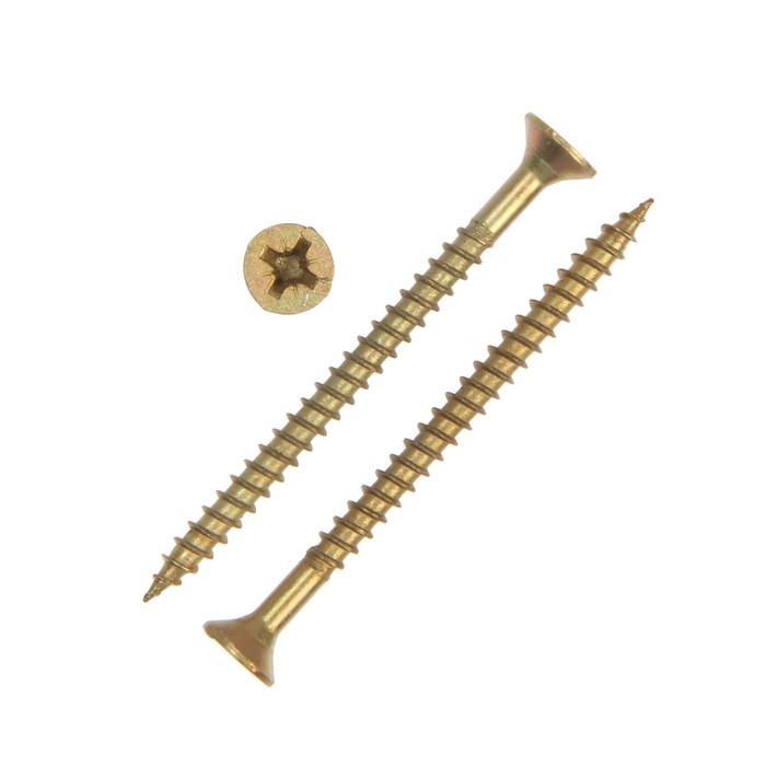 Саморез универсальный 6х80, потай, крупная резьба,шлиц PZ3, жёлтый цинк, 1400 шт, 13 кг