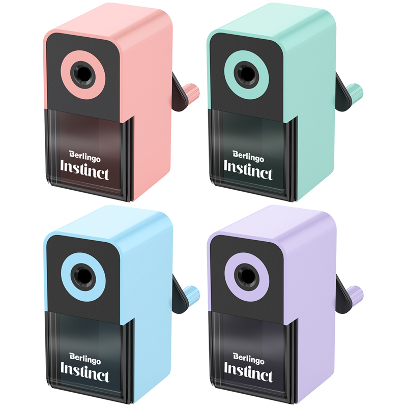 Точилка механическая Berlingo "Instinct", цвета в асс., пласт. корпус, инд. упаковка