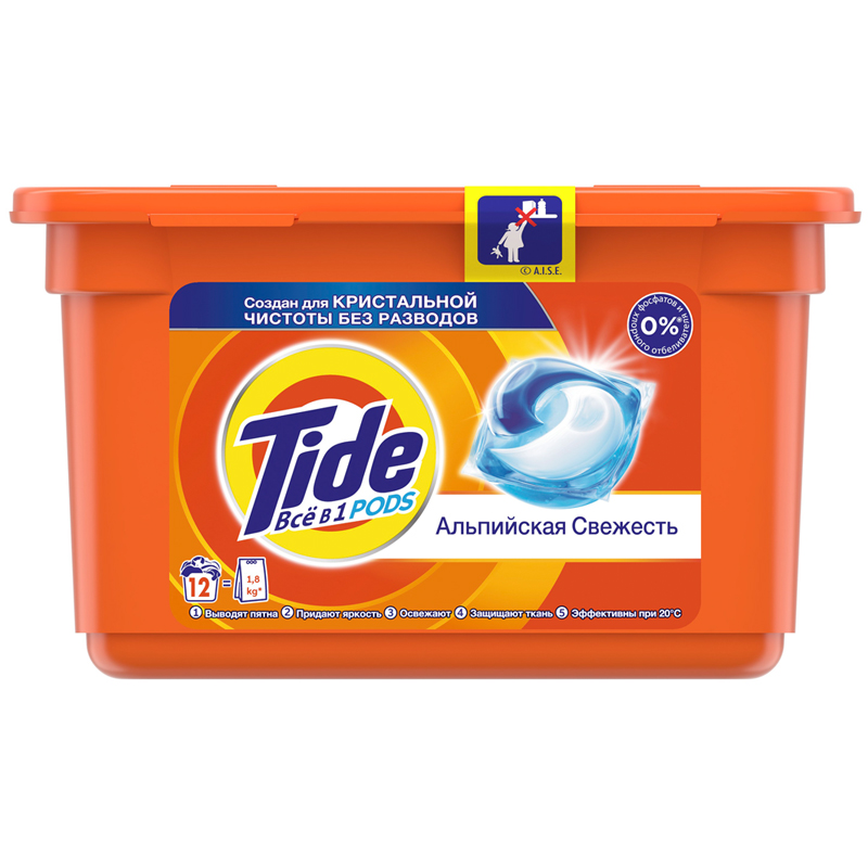 Капсулы для машинной стирки Tide "Альпийская свежесть", 3в1 Pods, 12шт.*24,8г 4084500569478 (ПОД ЗАКАЗ)