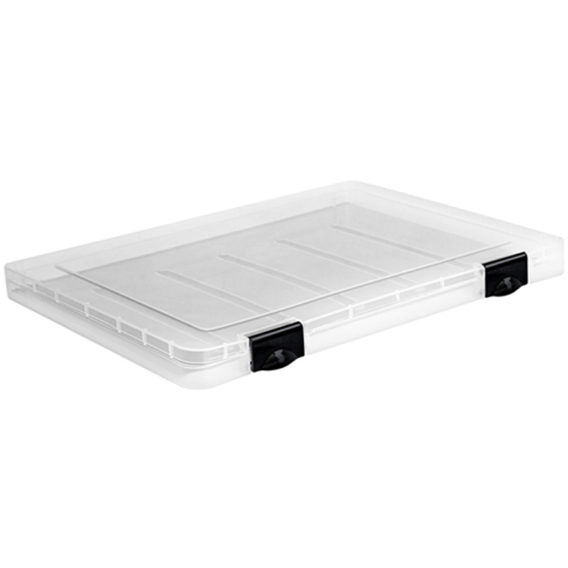 Папка для документов СТАММ, А4 230*305*23мм, пластик., прозрачная, черные защелки