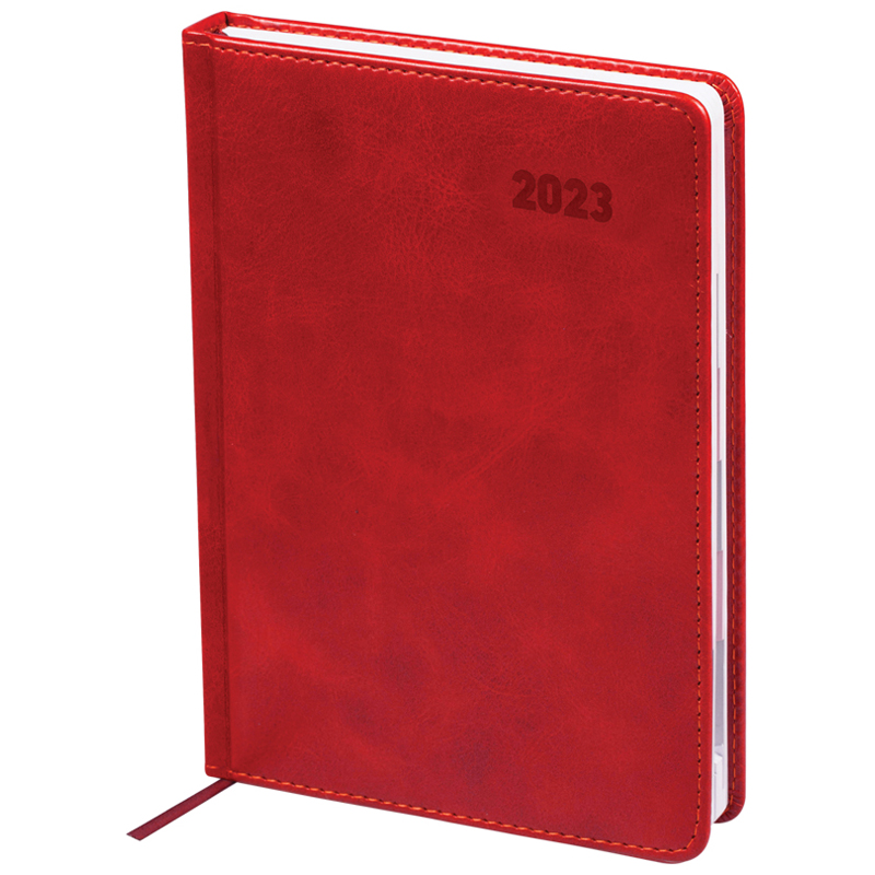 Ежедневник датированный 2023г. с вырубкой, A5, 176л., кожзам, OfficeSpace "Vesper Index", бордовый