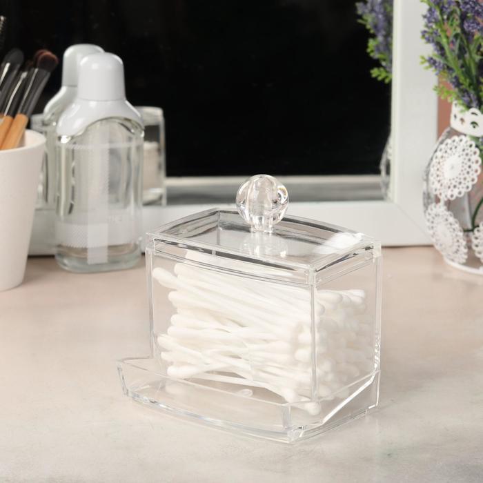 Органайзер для хранения ватных палочек, 9 × 10 × 7 см, цвет прозрачный