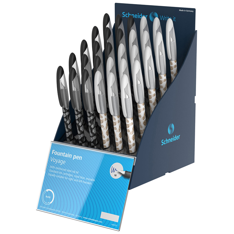 Ручка перьевая Schneider "Voyage", 1 картридж, грип, корпус ассорти, дисплей