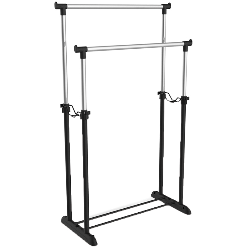 Вешалка напольная гардеробная Sheffilton SHT-WR4150, 1660 (890)*860*440мм, регулируемая, металл хром, пластик черный, 2 штанги, В1-70