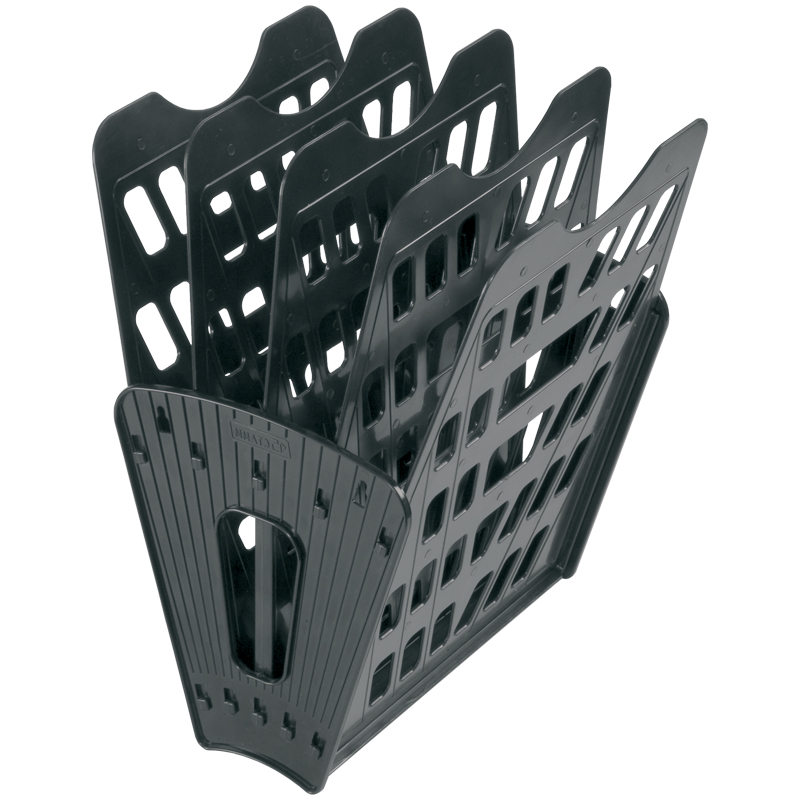 Лоток для бумаг веерный СТАММ, 5-ти секционный, черный