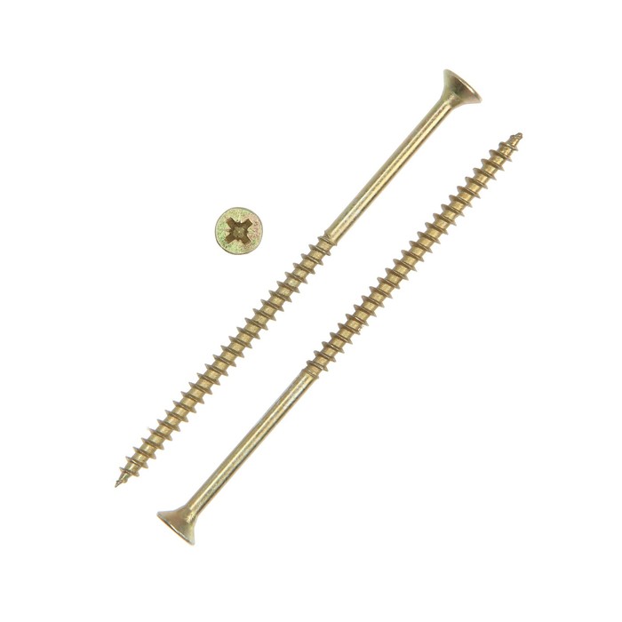 Саморез универсальный 5х100, потай, крупная резьба,шлиц PZ2, жёлтый цинк, 2310 шт, 12 кг