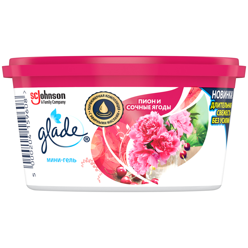 Освежитель воздуха мини-гель Glade "Пион и сочные ягоды", 70гр