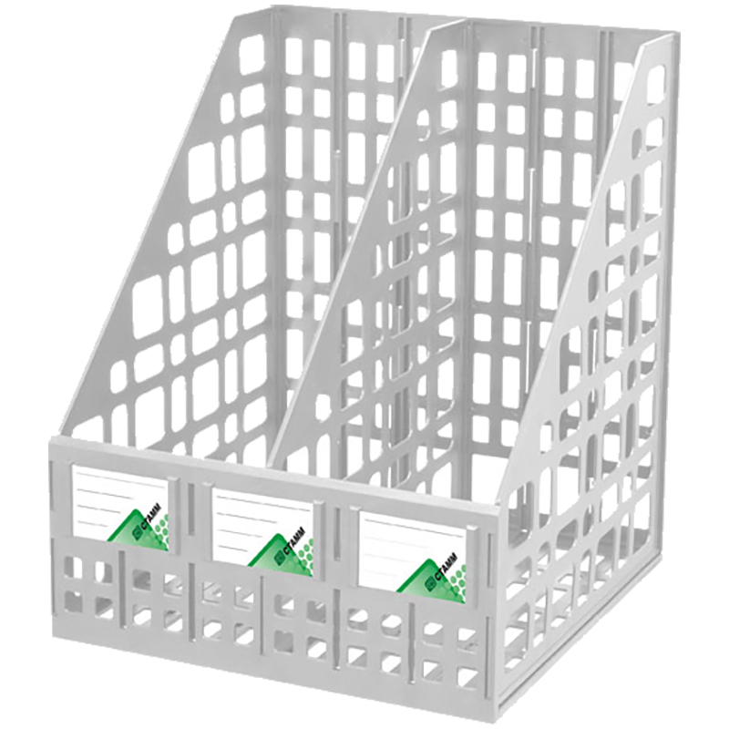 Лоток для бумаг вертикальный СТАММ, сборный, 2 отделения, серый