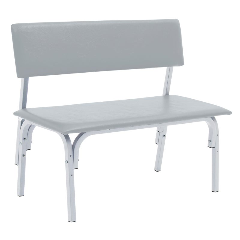 Банкетка со спинкой Астрид+ БМ 9, 1200*450*415 (800) каркас алюм. муар светло-серый, кожзам светло-серый К-05