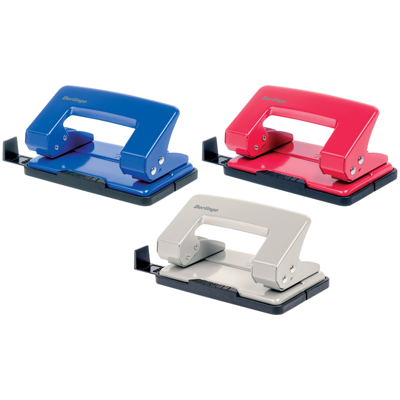 Дырокол Berlingo "Universal" 10л., металлический, ассорти, с линейкой