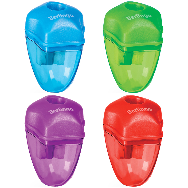 Точилка пластиковая Berlingo "Spike" 1 отверстие, контейнер, ассорти, дисплей