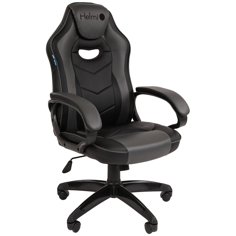 Кресло игровое Helmi HL-S15 "Skyline", экокожа, черная/серая, механизм качания