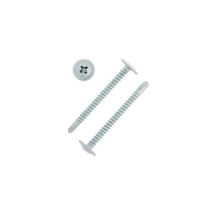 Саморез с прессшайбой ТУНДРА krep, 4.2х41 мм, сверлоконечный, белый цинк, 4000 шт.