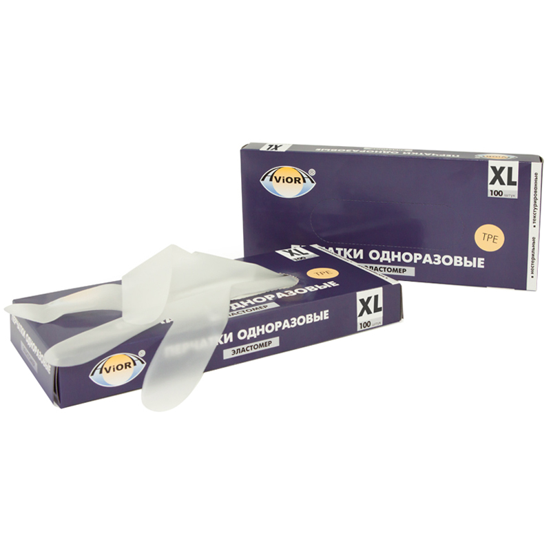Перчатки эластомерные Aviora, XL, 100шт., картонная коробка