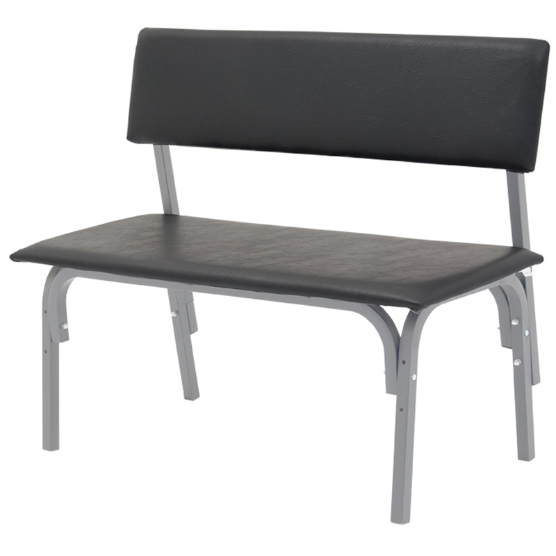 Банкетка со спинкой Астрид+ БМ 9, 980*450*415 (800) каркас серый RAL9006М, кожзам черный К-01