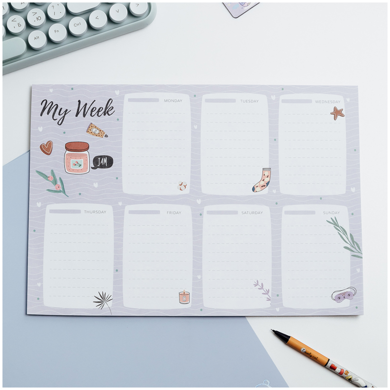 Планер на неделю MESHU 297*210мм (А4), 30л., "Sweet jam", на склейке