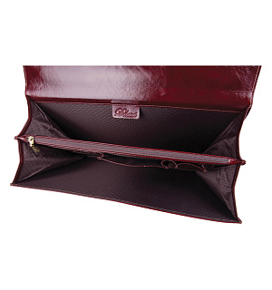 Портфель Delucci "Стефано", кожа, темный коньяк, 2 отделения, метал. замок, с ремнем