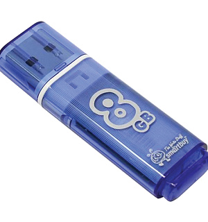 Память Smart Buy "Glossy"  8GB, USB 2.0 Flash Drive, голубой