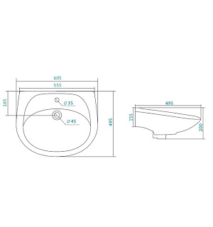 Подвесная раковина Santek Бриз, ширина 60 см