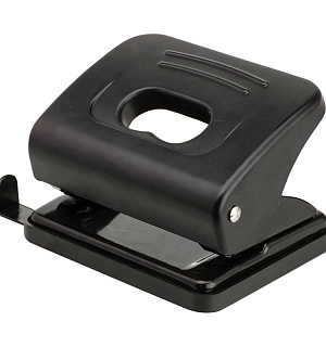 Дырокол OfficeSpace 20л., пластиковый, черный, с линейкой