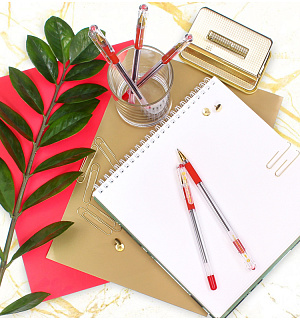 Ручка шариковая MunHwa "MC Gold" красная, 0,5мм, грип, штрих-код